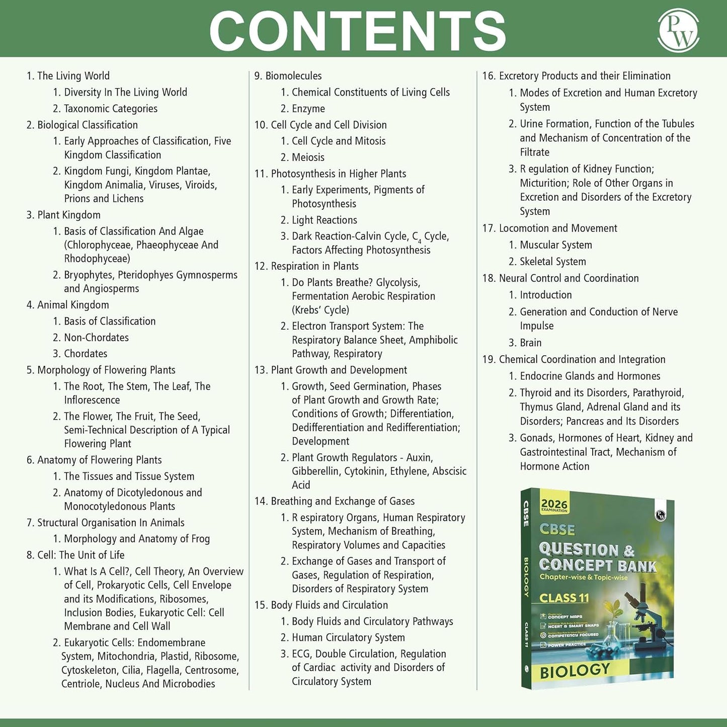 Physics Wallah (PW) CBSE Question & Concept Bank (QCB) Biology for Class 11 - Chapter-wise and Topic-wise Solved Questions with Competency Based Question - for 2026 Examination