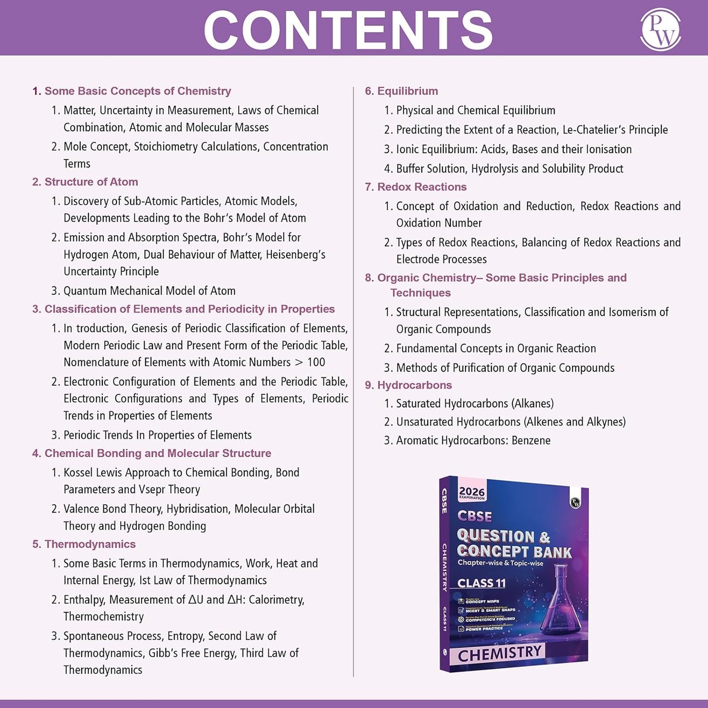 Physics Wallah (PW) CBSE Question & Concept Bank (QCB) Chemistry for Class 11 - Chapter-wise and Topic-wise Solved Questions with Competency Based Question - for 2026 Examination