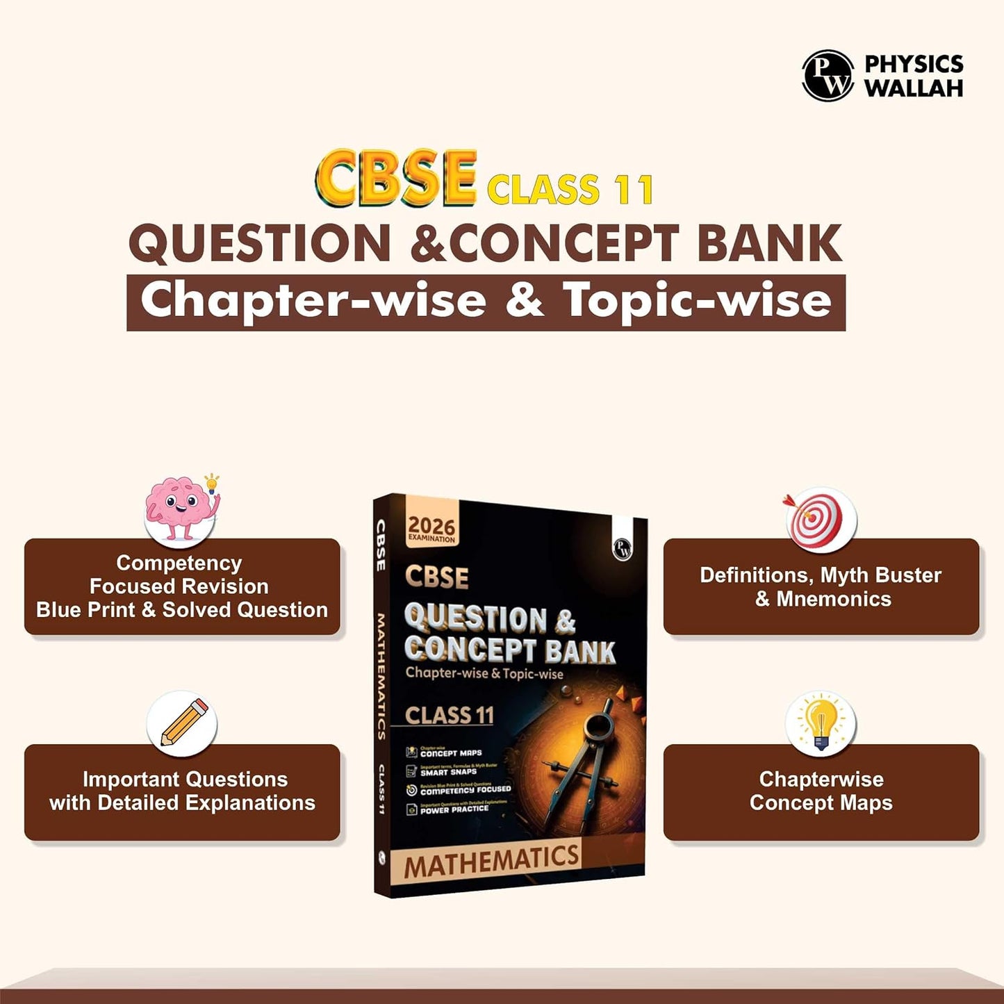 Physics Wallah (PW) CBSE Question & Concept Bank (QCB) Mathematics for Class 11 - Chapter-wise and Topic-wise Solved Questions with Competency Based Question - for 2026 Examination