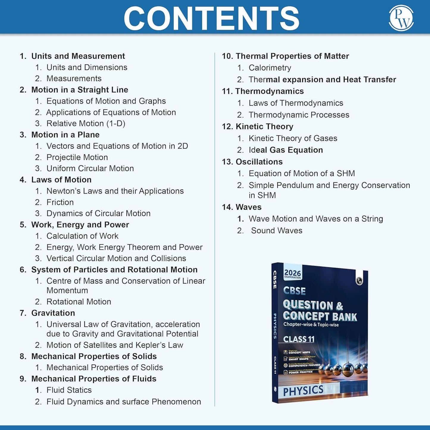Physics Wallah (PW) CBSE Question & Concept Bank (QCB) Physics for Class 11 - Chapter-wise and Topic-wise Solved Questions with Competency Based Question - for 2026 Examination