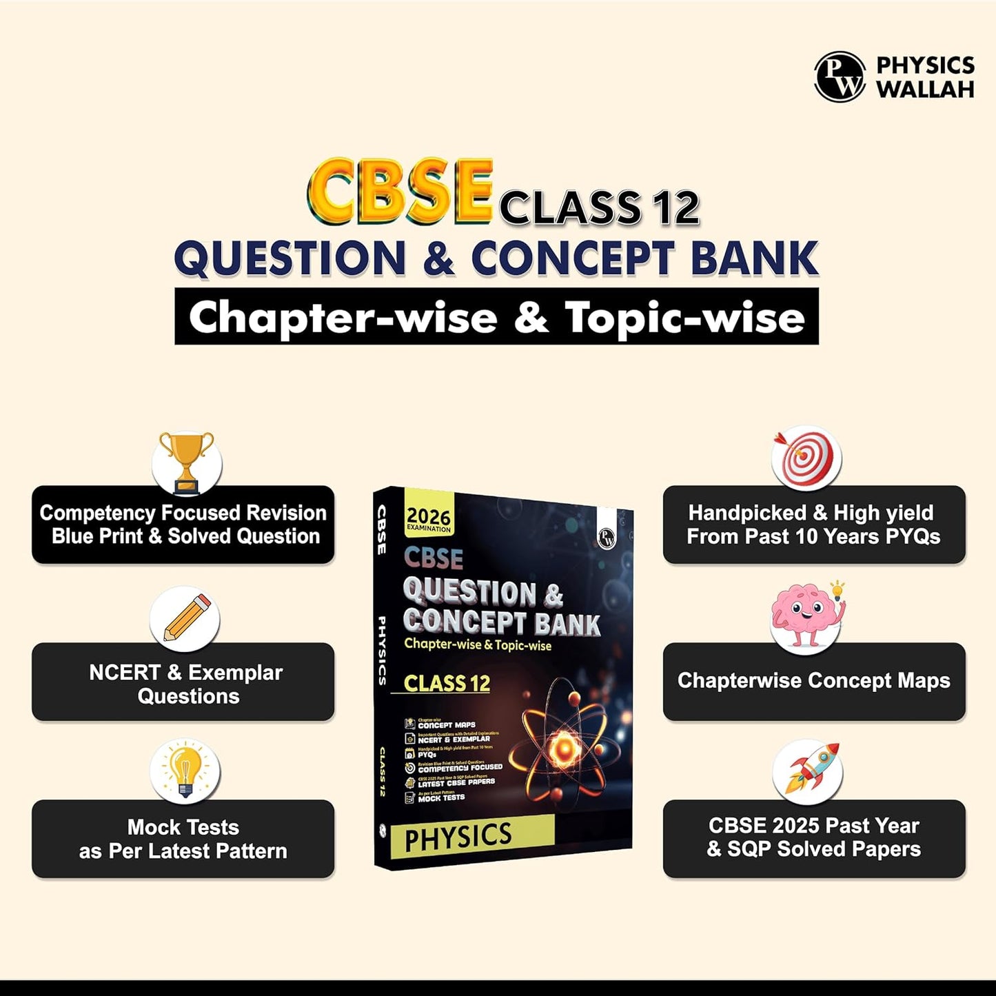 Physics Wallah (PW) CBSE Question & Concept Bank Physics Class 12 - Latest For 2026 Examination