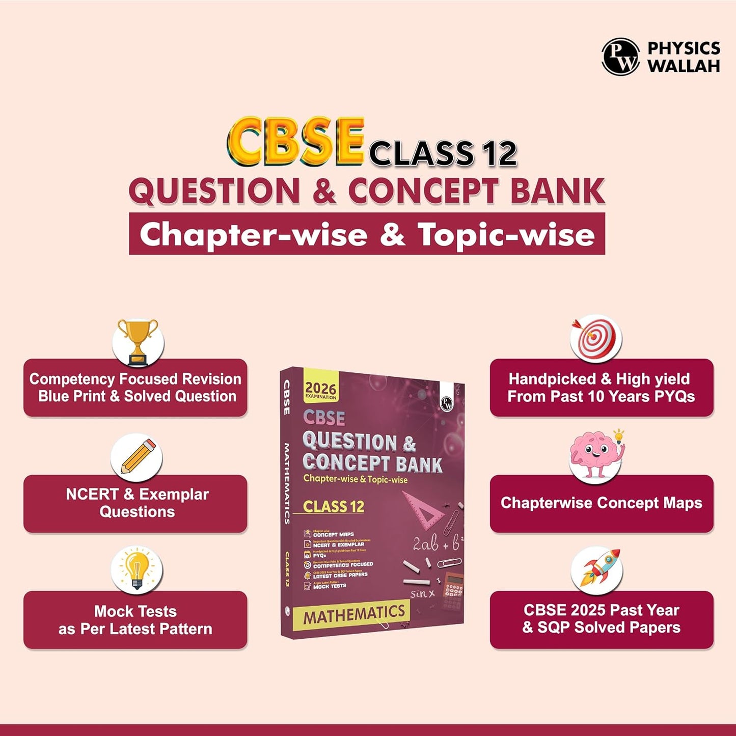 Physics Wallah (PW) CBSE Question & Concept Bank Mathematics Class 12 - Latest For 2026 Examination