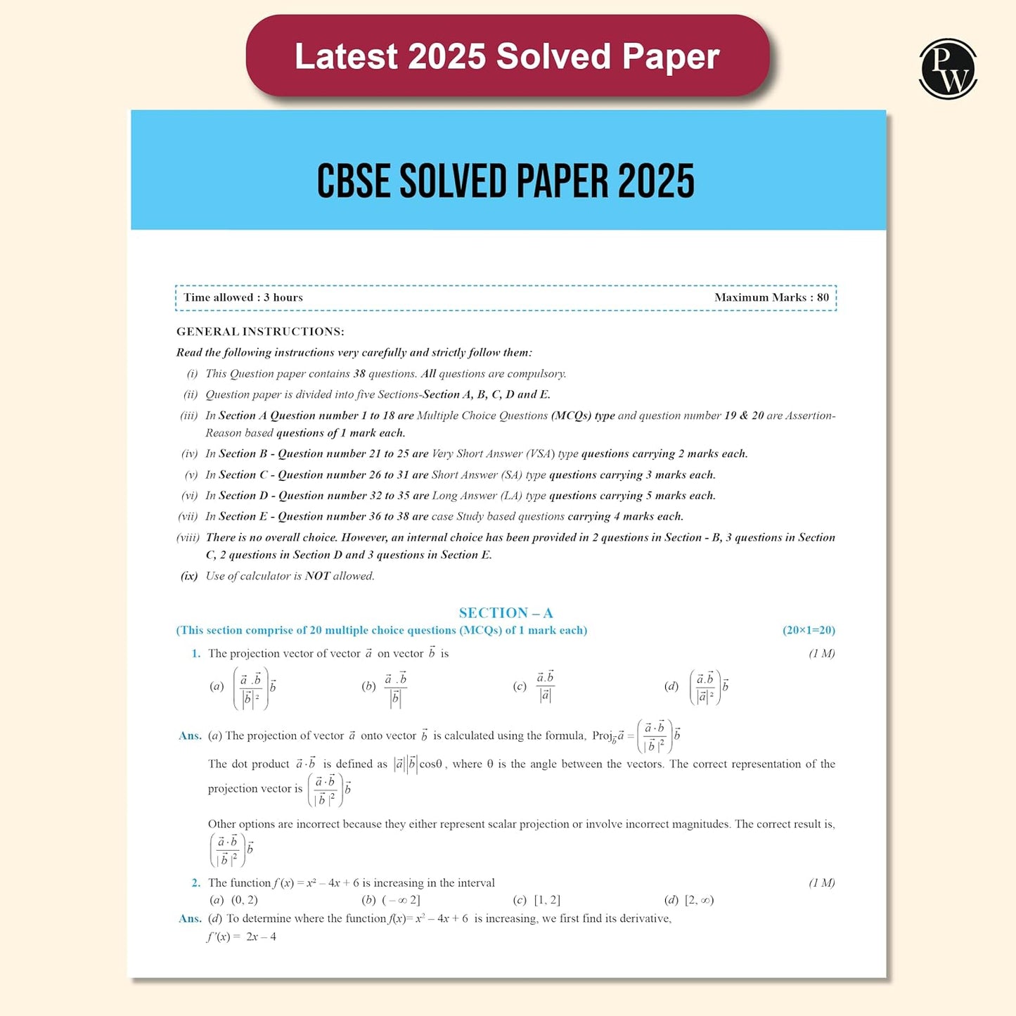Physics Wallah (PW) CBSE Question & Concept Bank Mathematics Class 12 - Latest For 2026 Examination