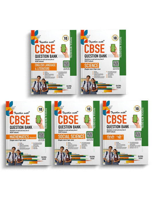 Together with (Physical with Digital) CBSE Question Bank English LLR, Hindi B, Mathematics Standard, Science & Social Science For Class 10 - Set of 5  Books - Latest For 2027 Session