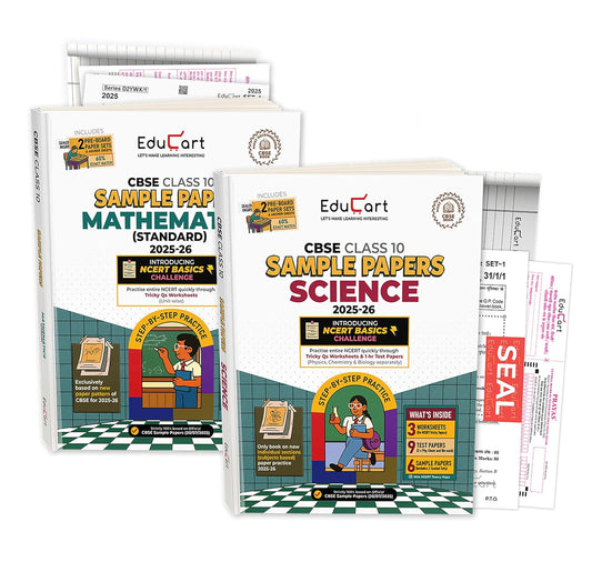 Educart CBSE Sample Paper Mathematics Standard and Science for Class 10 (Set of 2 Books) - Latest for 2025-2026 Session (Introducing exclusive step-by-step new practice concept on 2026 pattern)
