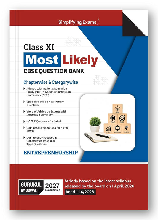 Oswal Gurukul Entrepreneurship Most Likely CBSE Question Bank Class 11 for 2027 Examination. Paperback