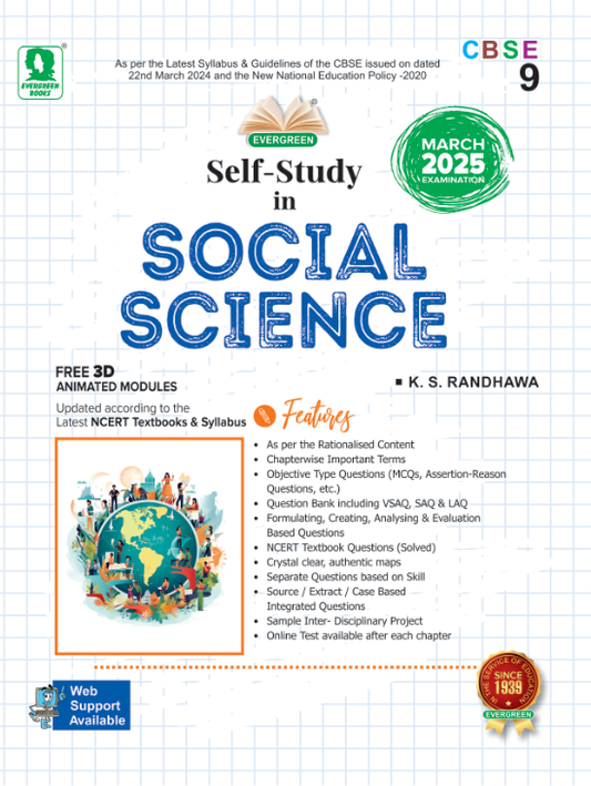 Evergreen CBSE Self Study Social Science Class 9 - Latest for 2025 Examination