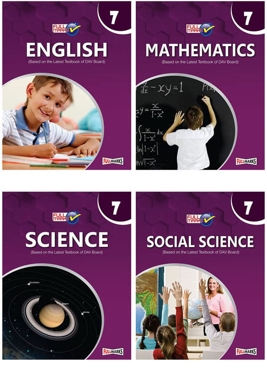 Full Marks DAV Science, Mathematics, Social & English Class 7 CBSE (Combo of 4) for 2024-25 Examination (Paperback)