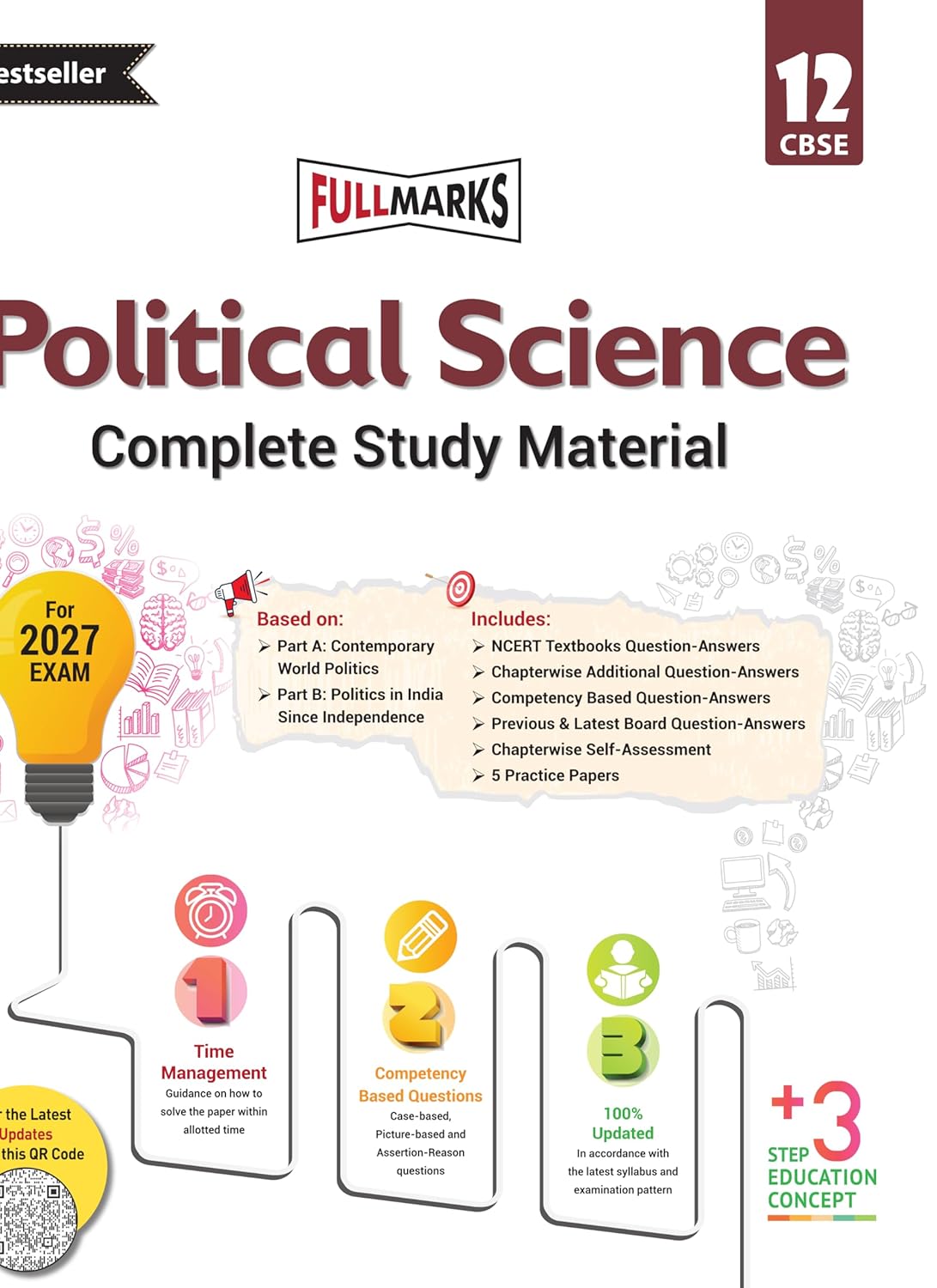 Full Marks Political Science Complete Study Material Class 12 | Based on Part A: Contemporary World Politics, Part B: Politics in India Since Independence