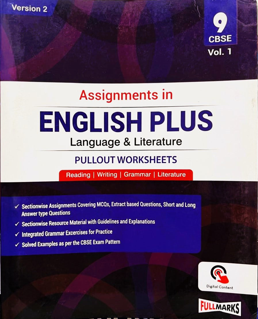 Full Marks Assignment in English Plus Language & Literature [Pullout Worksheets] & Literature Section (Based on NCERT Textbook & CBSE Syllabus) Version 2 {Vol.1 & 2} For Class 9 - Set of 2 books - Latest for 2025-26 Session