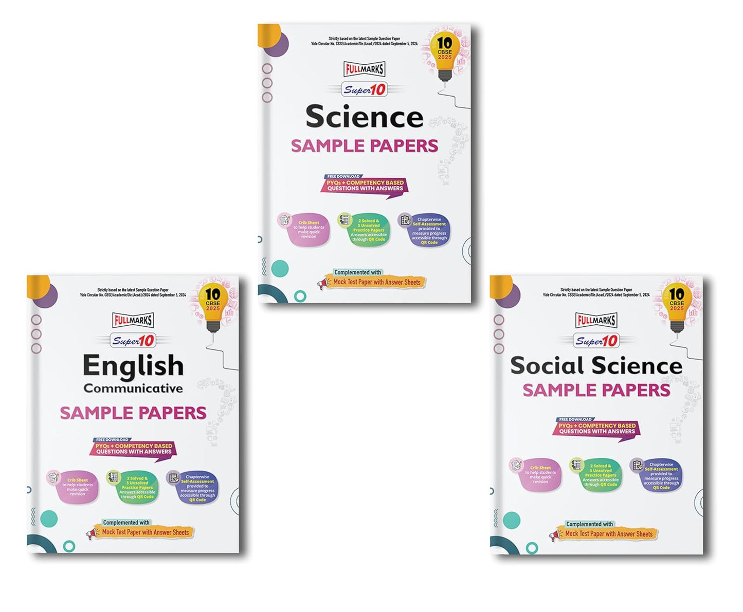 Full Marks CBSE Super 10 Sample Question Papers English Communicative, Science & Social for Class 10 -Set of 3 Books - Latest for 2025 Session - Paperback (EXCLUSIVE DISCOUNT!)