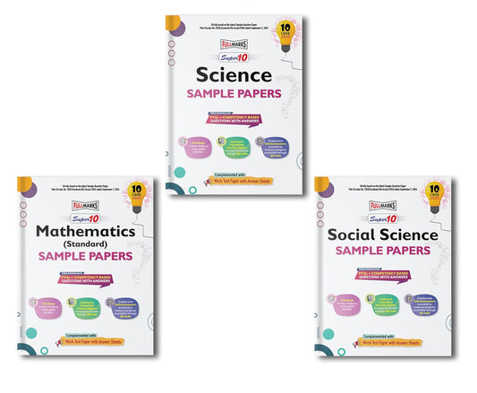 Full Marks CBSE Super 10 Sample Question Papers Mathematics Standard, Science & Social Science for Class 10 -Set of 3 Books - Latest for 2025 Session - Paperback (EXCLUSIVE DISCOUNT!)