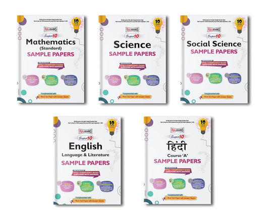 Full Marks CBSE Super 10 Sample Question Papers Mathematics Standard, Science, Social Science, English & Hindi (A) for Class 10 -Set of 5 Books - Latest for 2025 Session - Paperback (EXCLUSIVE DISCOUNT!)