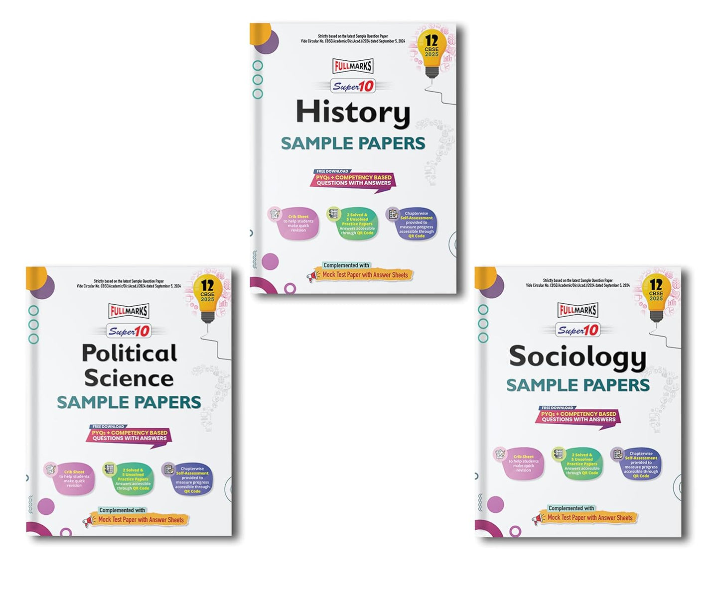 Full Marks CBSE Super 10 Sample Question Papers Sociology, Political Science & History for Class 12 - Set of 3 Books - Latest for 2025 Session - Paperback (EXCLUSIVE DISCOUNT!)