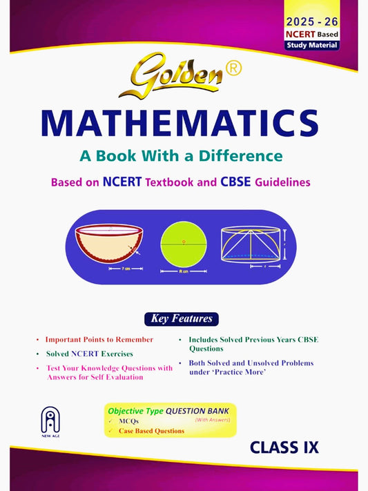 Golden Mathematics Study Material Based on NCERT For Class 9 - Latest for 2025-26 Session