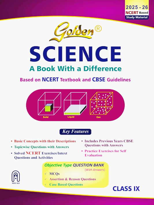 Golden Science Study Material Based on NCERT for Class 9 - Latest for 2025-26 Session. Paperback