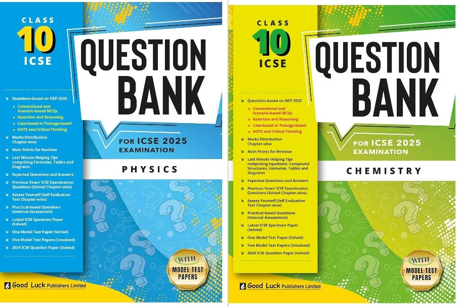 Good Luck ICSE Question Bank  Physics & Chemistry (Combo of 2) Class 10 for Examination 2025 (Paperback)