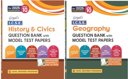 Goyal ICSE Question Bank History & Civics & Geography Set of 2 Books Class 10 Along with Model Test Papers for 2025 Examinations - Paperback