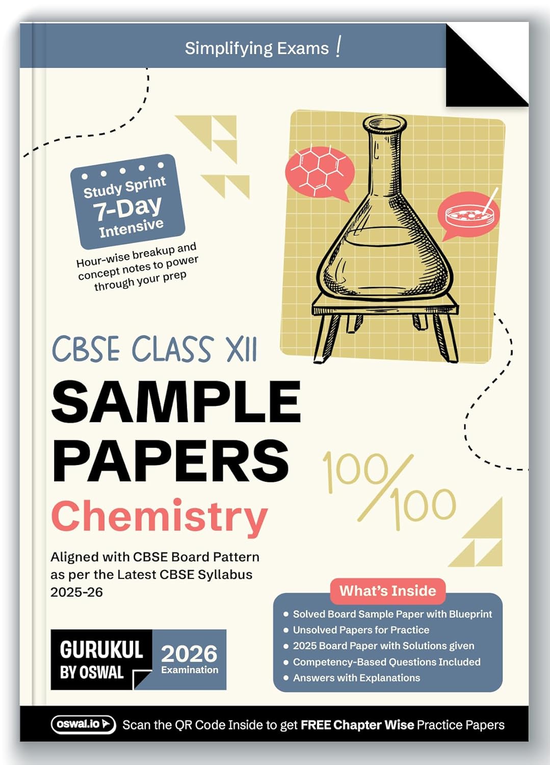 Oswal Gurukul CBSE Sample Question Papers Physics, Chemistry, Biology and Mathematics for Class 12 - Set of 4 Books - Latest for 2026 Examination