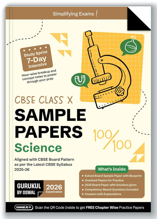 Oswal Gurukul CBSE Sample Question Papers Science for Class 10 - Latest for 2026 Examination