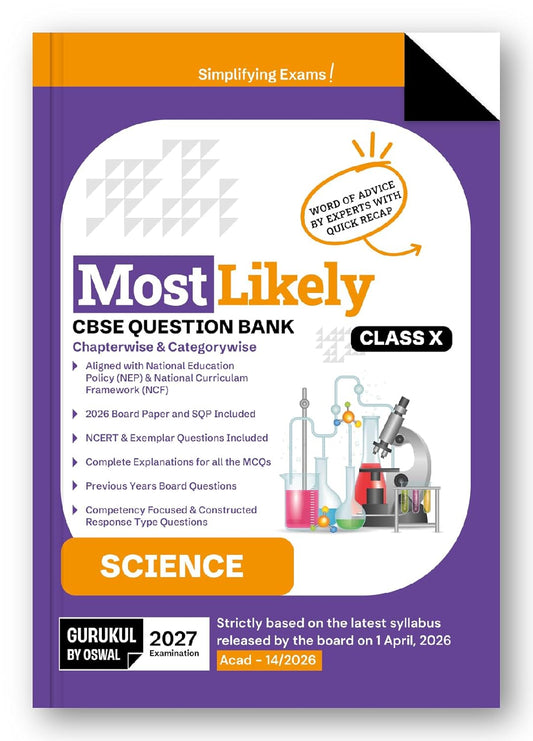 Oswal Gurukul Science Most Likely CBSE Question Bank Class 10  - Latest for the examination 2027