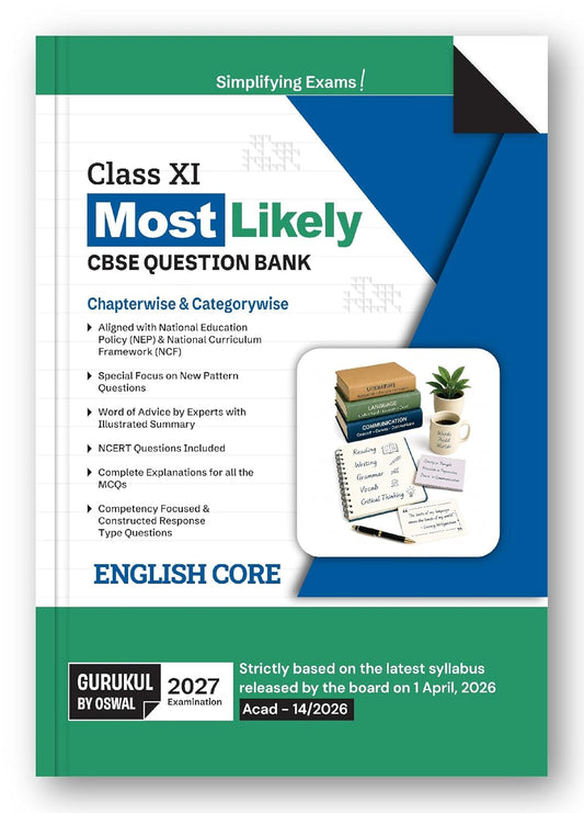 Oswal Gurukul English Core Most Likely CBSE Question Bank Class 11 for 2027 Examination. Paperback