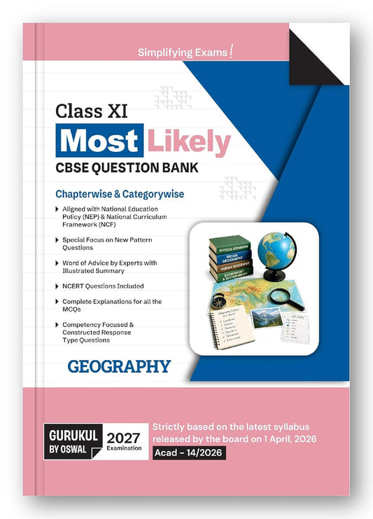 Oswal Gurukul Geography Most Likely CBSE Question Bank Class 11 for 2027 Examination. Paperback