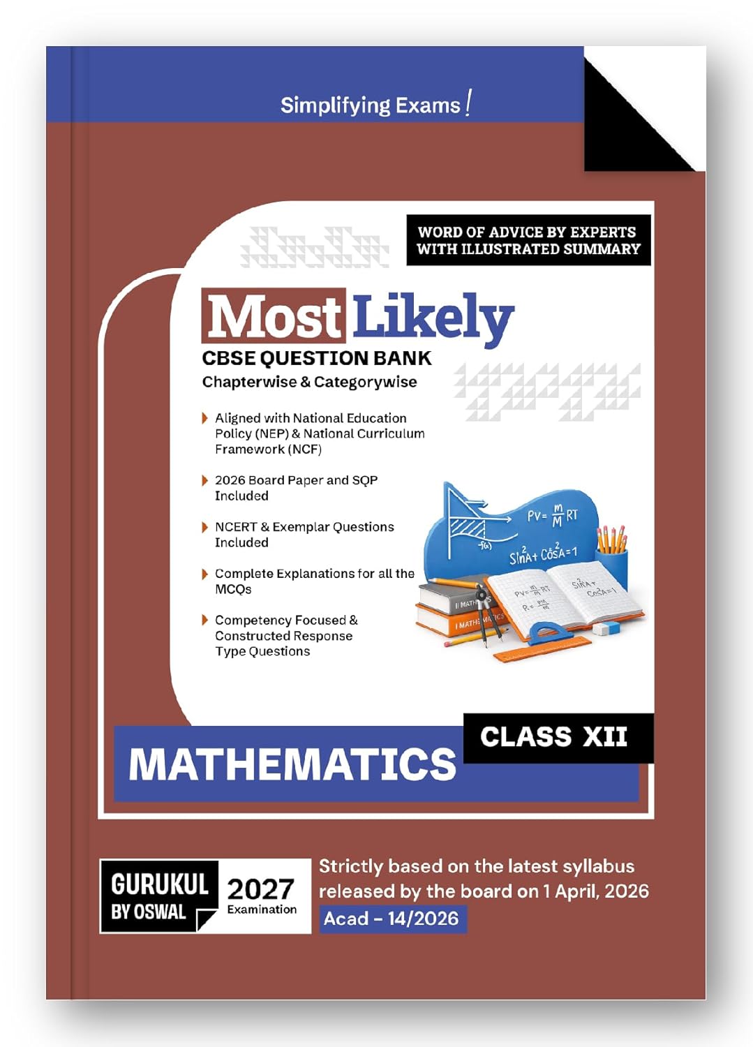 Gurukul by Oswal CBSE Mathematics Most Likely Question Bank for Class 12 - Latest for 2027 Examination
