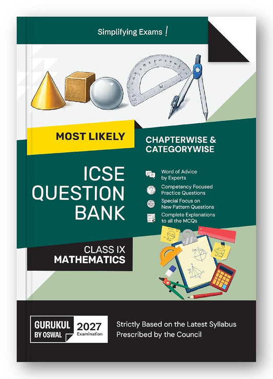 Oswal Gurukul ICSE Most Likely Mathematics Question Bank Class 9 - Latest for 2027 Examination . Paperback