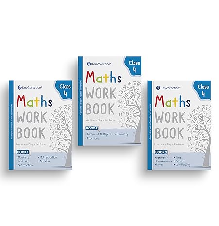 Key2practice Class-4 Math's Workbooks (Set of 3 Books) - Latest for 2024-25 Session