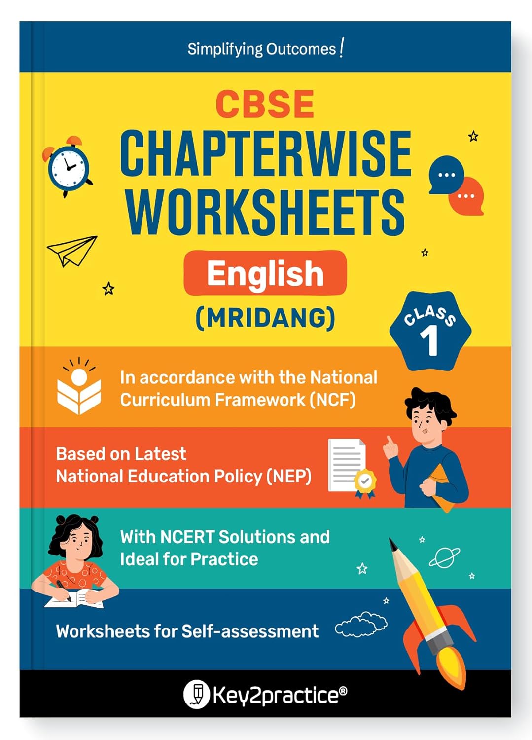 Key2Practice CBSE Chapterwise Worksheet English (Mridang) and Mathematics (Joyful) for Class 1 - Set of 2 Books