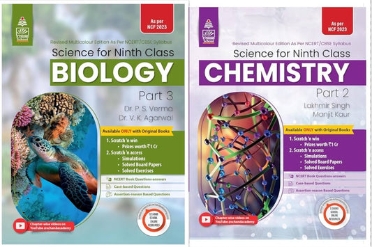 SChand Lakhmir Singh Manjit Kaur Class 9 Chemistry and Biology Combo of 2 Books - Latest 2024-25 Session