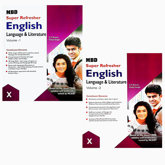 MBD Super Refresher English Language & Literature (Vol. 1 & 2) for Class 10 - Latest for 2025-26 Examination. Paperback