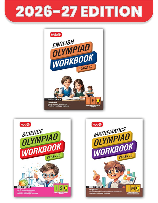 MTG Olympiad IEO-IMO-NSO (English, Mathematics & Science) Workbook For Class 10 _ Set of 3 Books - Latest for 2026 Session