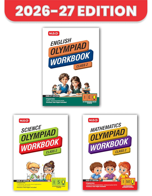MTG Olympiad IEO-IMO-NSO (English, Mathematics & Science) Workbook For Class 2 _ Set of 3 Books - Latest for 2026 Session