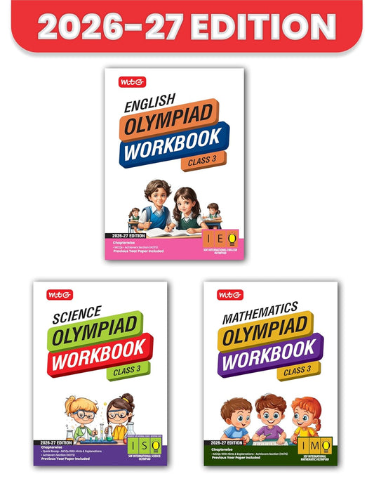 MTG Olympiad IEO-IMO-NSO (English, Mathematics & Science) Workbook For Class 3 _ Set of 3 Books - Latest for 2026 Session
