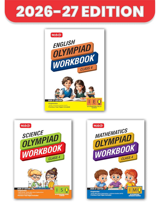 MTG Olympiad IEO-IMO-NSO (English, Mathematics & Science) Workbook For Class 4 _ Set of 3 Books - Latest for 2026 Session