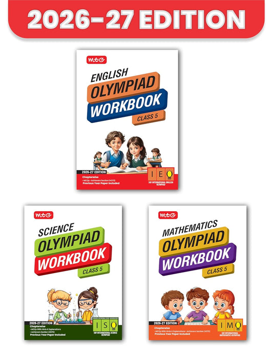 MTG Olympiad IEO-IMO-NSO (English, Mathematics & Science) Workbook For Class 5 _ Set of 3 Books - Latest for 2026 Session