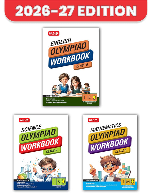 MTG Olympiad IEO-IMO-NSO (English, Mathematics & Science) Workbook For Class 6 _ Set of 3 Books - Latest for 2026 Session