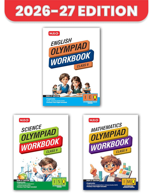 MTG Olympiad IEO-IMO-NSO (English, Mathematics & Science) Workbook For Class 9 _ Set of 3 Books - Latest for 2026 Session