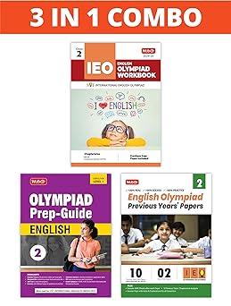 MTG Olympiad IEO English Workbook, Prep - Guide & Previous Years Papers (Set of 3 Books) For Class 2 - Latest for 2024-25 Session