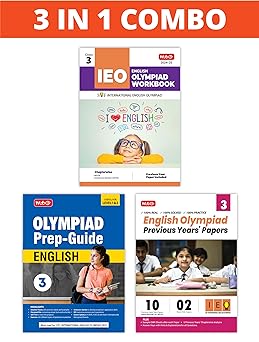 MTG Olympiad IEO English Workbook, Prep - Guide & Previous Years Papers (Set of 3 Books) For Class 3 - Latest for 2024-25 Session