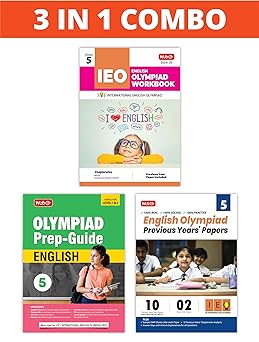 MTG Olympiad IEO English Workbook, Prep - Guide & Previous Years Papers (Set of 3 Books) For Class 5 - Latest for 2024-25 Session