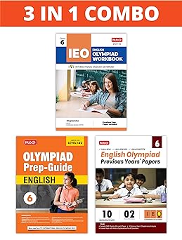 MTG Olympiad IEO English Workbook, Prep - Guide & Previous Years Papers (Set of 3 Books) For Class 6 - Latest for 2024-25 Session