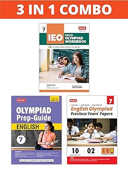 MTG Olympiad IEO English Workbook, Prep - Guide & Previous Years Papers (Set of 3 Books) For Class 7 - Latest for 2024-25 Session