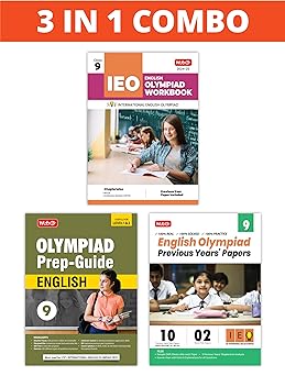 MTG Olympiad IEO English Workbook, Prep - Guide & Previous Years Papers (Set of 3 Books) For Class 9 - Latest for 2024-25 Session