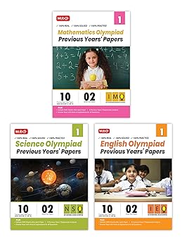 MTG Olympiad IMO - NSO -IEO (English, Mathematics & Science) Previous Years Papers (Set of 3 Books) For Class 1 - Latest for 2024-25 Session