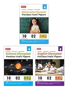 MTG Olympiad IMO - NSO -IEO (English, Mathematics & Science) Previous Years Papers (Set of 3 Books) For Class 4 - Latest for 2024-25 Session