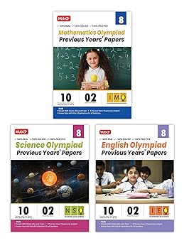 MTG Olympiad IMO - NSO -IEO (English, Mathematics & Science) Previous Years Papers (Set of 3 Books) For Class 8 - Latest for 2024-25 Session