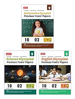 MTG Olympiad IMO - NSO -IEO (English, Mathematics & Science) Previous Years Papers (Set of 3 Books) For Class 9 - Latest for 2024-25 Session